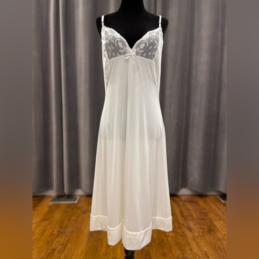 Vintage Cherie white nylon slip dress nightgown